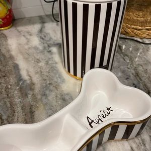Henri Bendel dog bowl and treat canister